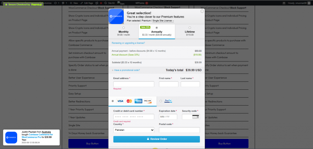 buy coinbase commerce for woocommerce