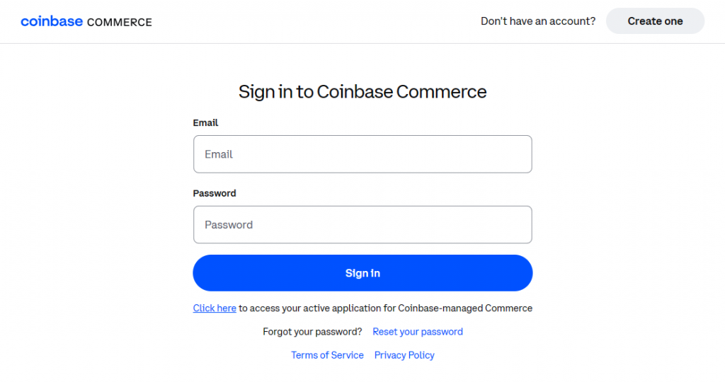 coinbase commerce login
